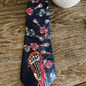 Men’s tie. Lacrosse theme navy blue
